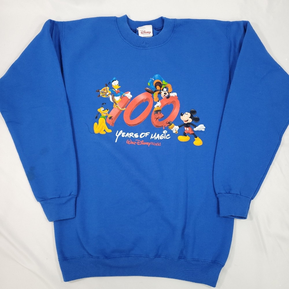 Vintage Blue 2001 Disney 100 Years Of Magic Sweatshirt. Size Small